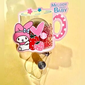 New melody Acrylic shaker Design Retractable Badge Reel Clips ID Card Holder